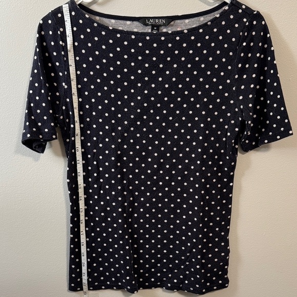 Ralph Lauren Navy and White Polka Dot Short Sleeve Top - Picture 5 of 6